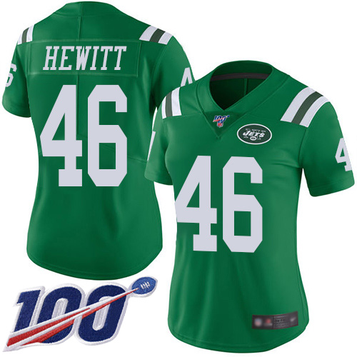 New York Jets Limited Green Women Neville Hewitt Jersey NFL Football #46 100th Season Rush Vapor Untouchable